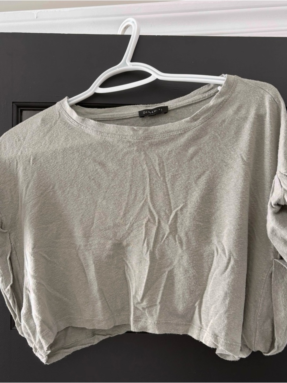 Dynamite Sage Green Cropped Short Sleeve Tee